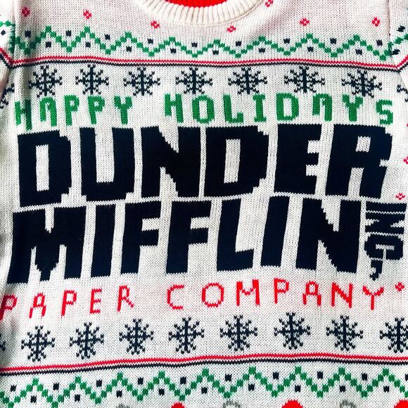 The Office Mens Dunder Mifflin Christmas Holiday Sweater - Size M - Picture 4 of 8